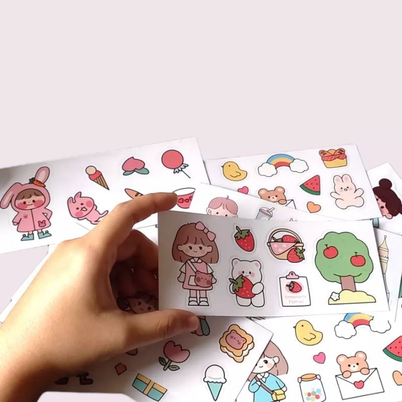 Stiker Lucu 2D Stiker Botol Minum Viral Anak Label Karaktet Dekorasi