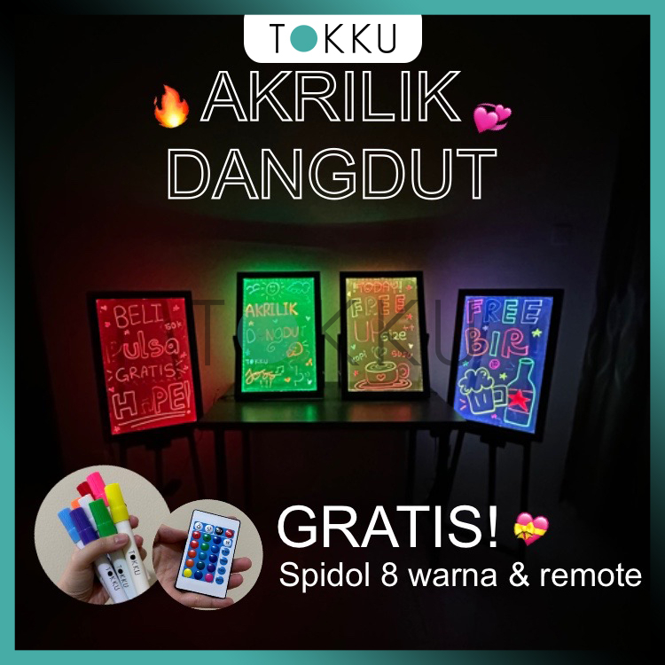 TOKKU Spidol untuk AKRILIK DANGDUT / Papan Promosi 1 Set 8 Warna