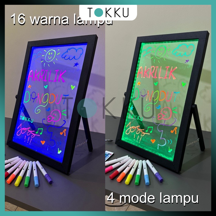 TOKKU Akrilik Dangdut LED 60cm x 40cm / Papan Promosi LED / Papan Tulis LED / Papan Promo Custom