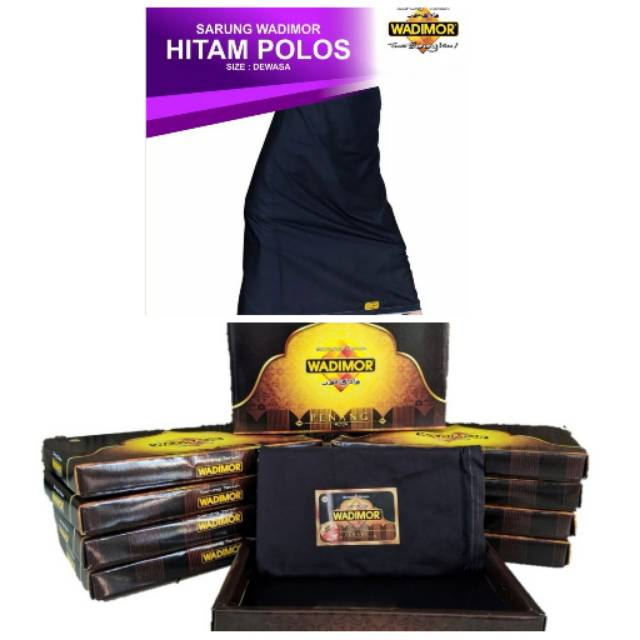 Sarung Wadimor Pria Original Motif Hitam Polos Tumpal Putih Polos Tumpal