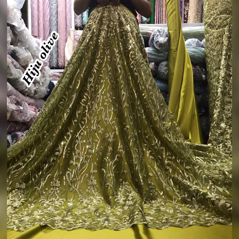 NEW!! Tulle Payet piring Korea / bahan kebaya brokat Tulle Payet.