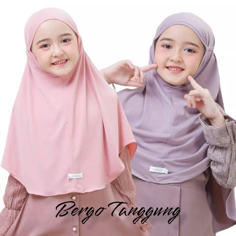 Jilbab Bergo Anak Tanggung SD Kaos Matt TC Tebal Premium/Bergo Anak Polos Tali