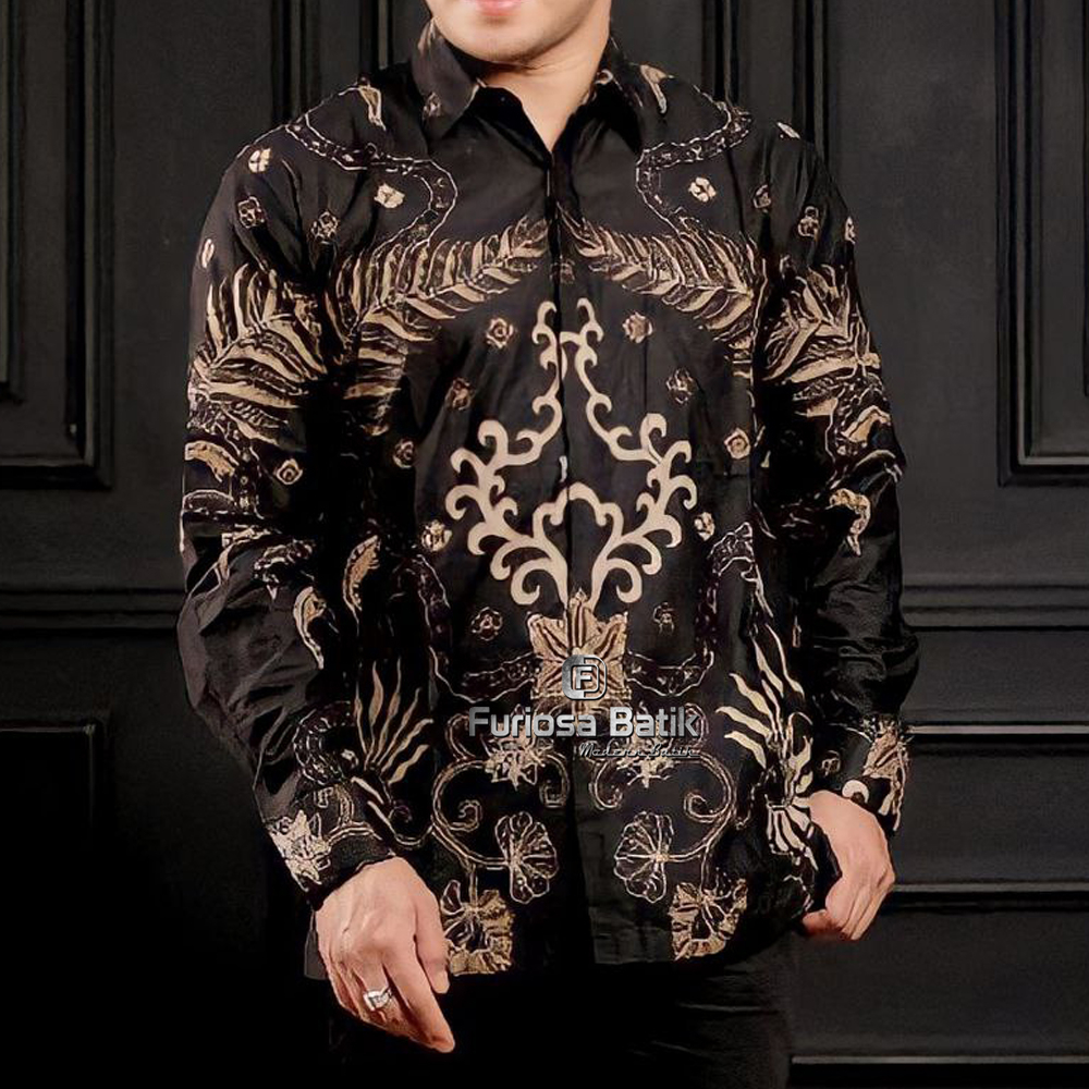 Furiosa Batik CICAK ROWO  Kemeja Baju Batik Pria Lengan Panjang ukuran M L XL XXL