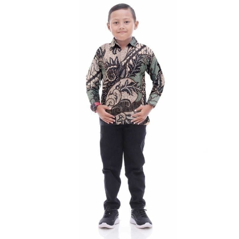 Batik anak lengan panjang umur 2-13 tahun batik Pekalongan hem anak size m l xl xxl fashion anak kemeja anak formal batik anak