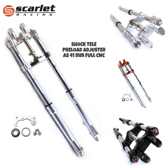 Shock Upside Down Depan Tele Scopic Scarlet Preload Adjuster As 41mm KLX 150 Dtarcker