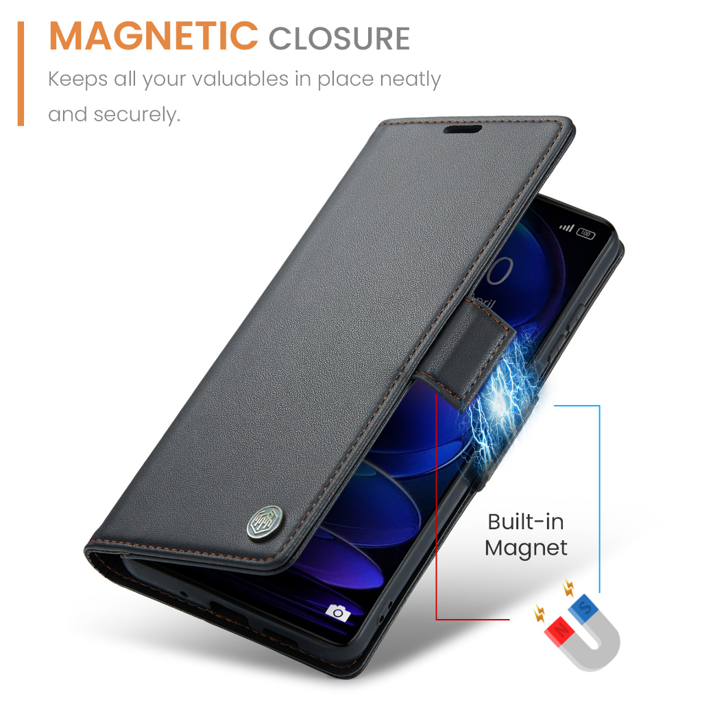 Lambskin PU Leather Case Flip RFID Myroots For Xiaomi Poco C40 Soft TPU Shockproof Phone Cover Case