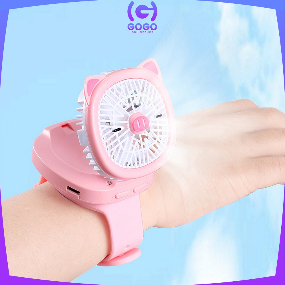 GOGO-C875 Kipas Jam Tangan Mini Portable USB Rechargeable / Kipas Angin Karakter Animal Model Jam Tangan Strap / Kipas Kecil Lucu / Wirst Watch Fan Import