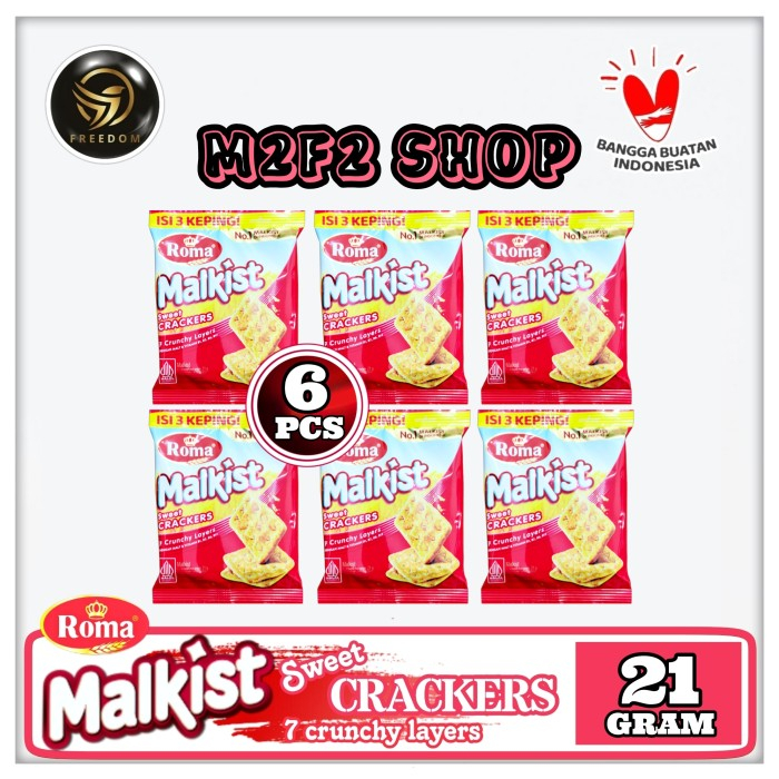 

Roma Biskuit Malkist Sweet Crackers | Krekes Sachet - 21 gr (Kemasan 6 Pcs)