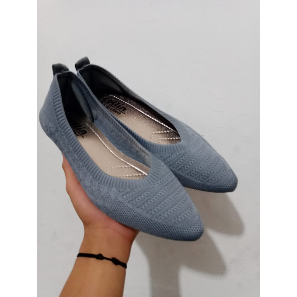 Sepatu flat teplek ballet rajut dewasa murah  dengan model korea  terbaru dari merk collin B423 import TERBARU TREND KEKINIAN NYAMANDI PAKAI