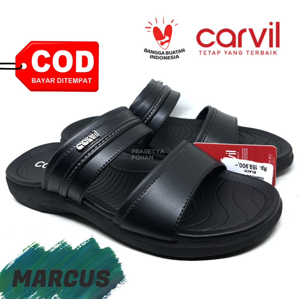 Sandal Kulit Pria Slop Carvil Original - Sendal Slide Pria Kulit Original Carvil