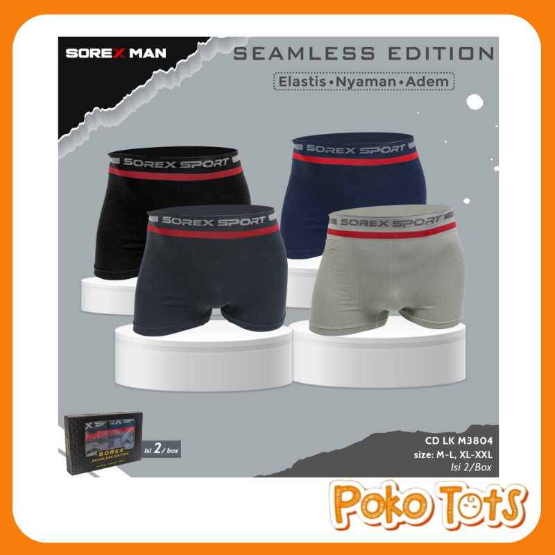 Sorex CD Men Boxer Sport Seamless Edition M3804 Boxer Pria Tanpa Jahitan CD Sport Seamless WHS