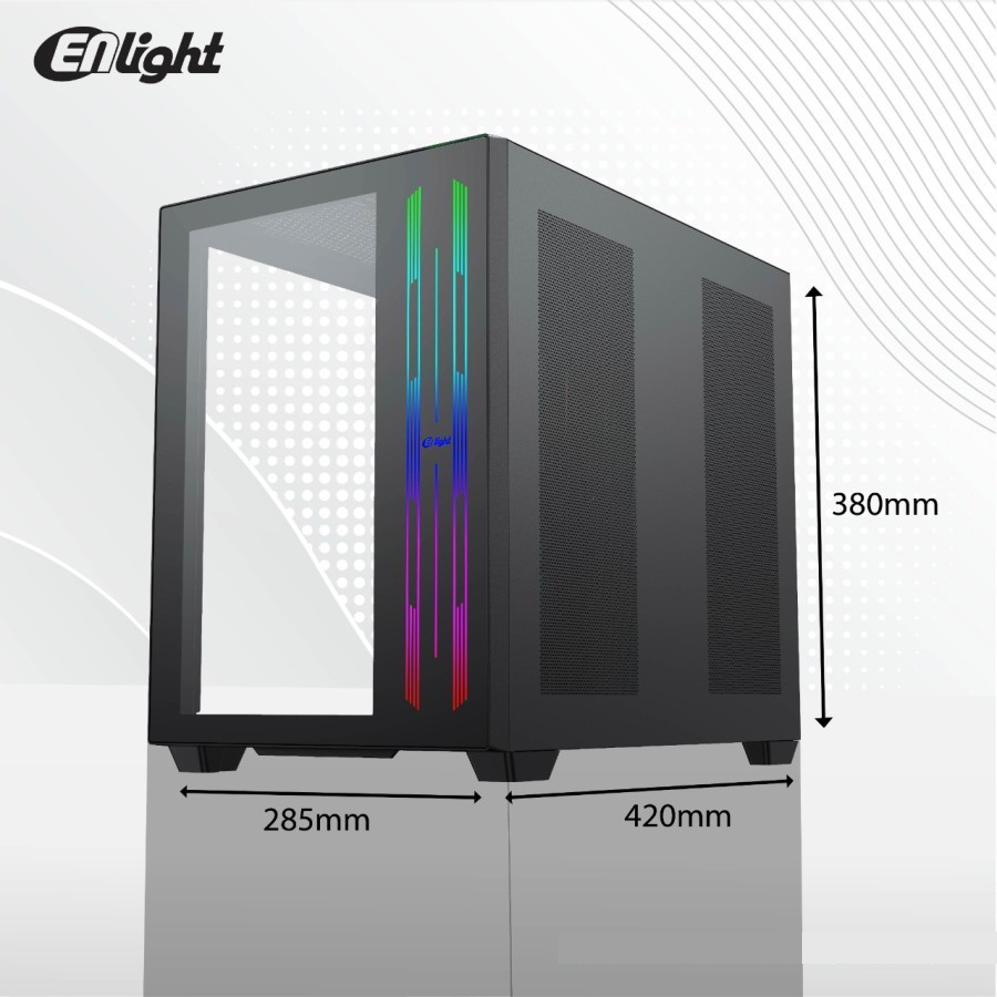 GAMING CASE ENLIGHT FPMAX Z4 BLACK + 3 Fan Innering - ATX