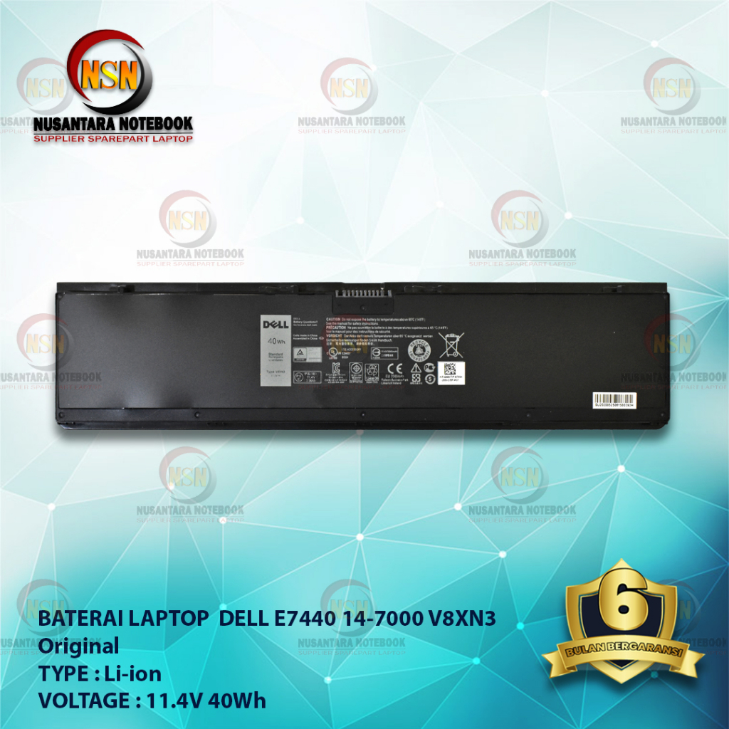 Baterai DELL ORI E7440 14-7000 V8XN3 11.1V 40Wh