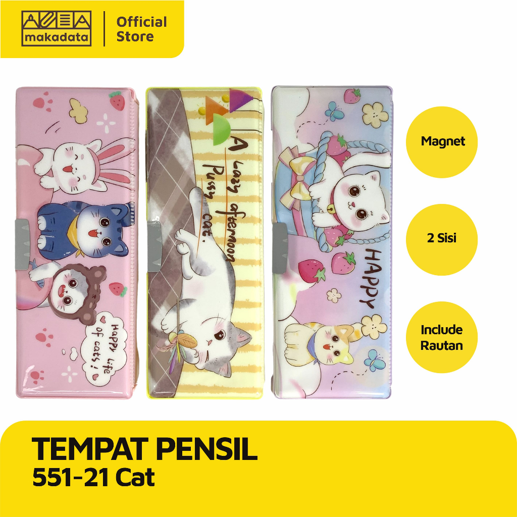 

PENCIL CASE / TEMPAT PENSIL MAGNET MOTIF CAT 551-21 MURAH