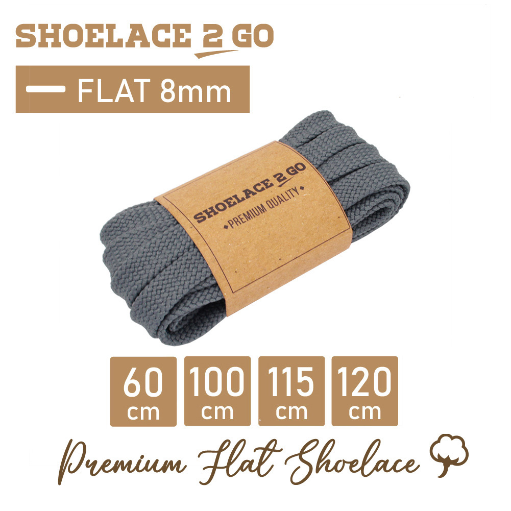 SHOELACE 2 GO PREMIUM TALI SEPATU GEPENG PIPIH FLAT E5 - GREY - 60CM 100CM 115CM 120CM