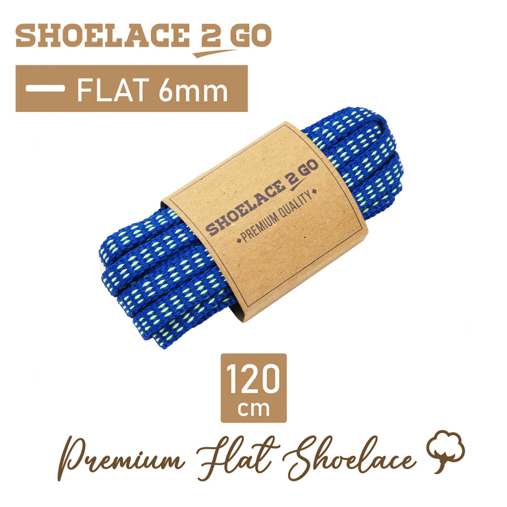 SHOELACE 2 GO PREMIUM TALI SEPATU MOTIF GEPENG PIPIH FLAT N9 BLUE LIGHT GREEN - 120CM