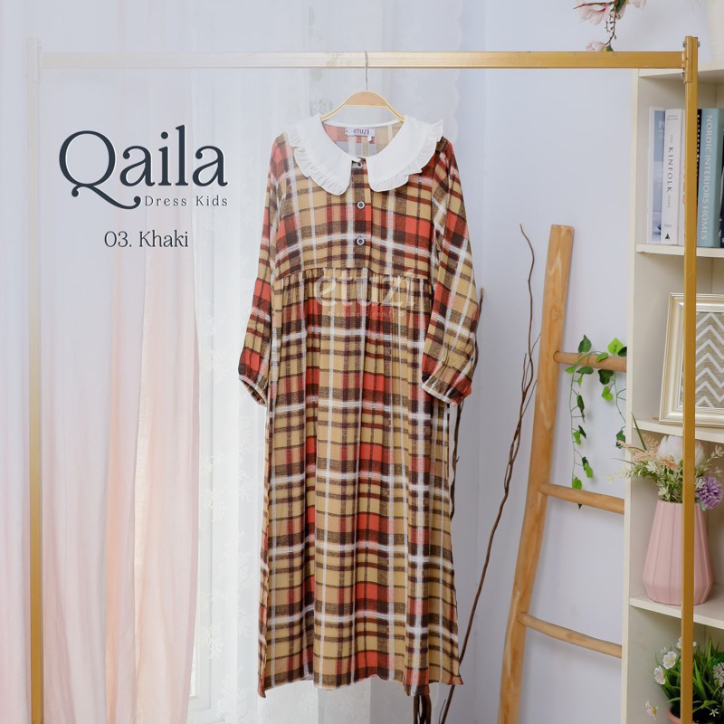 Qaila Dress Kids by Etuzi Ready Stock - Gamis anak kotak kotak dress Kids motif