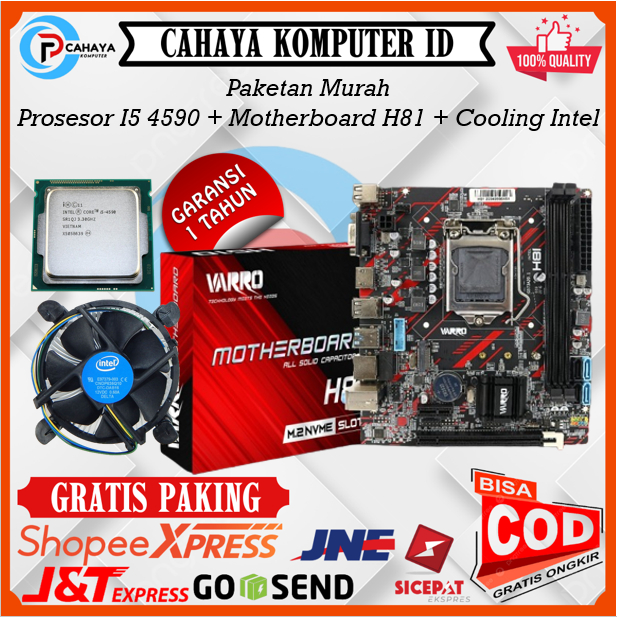 Paket Prosesor Intel I5 4590 + Mootherboard H81 + Cooling Intel Garansi 1 Tahun