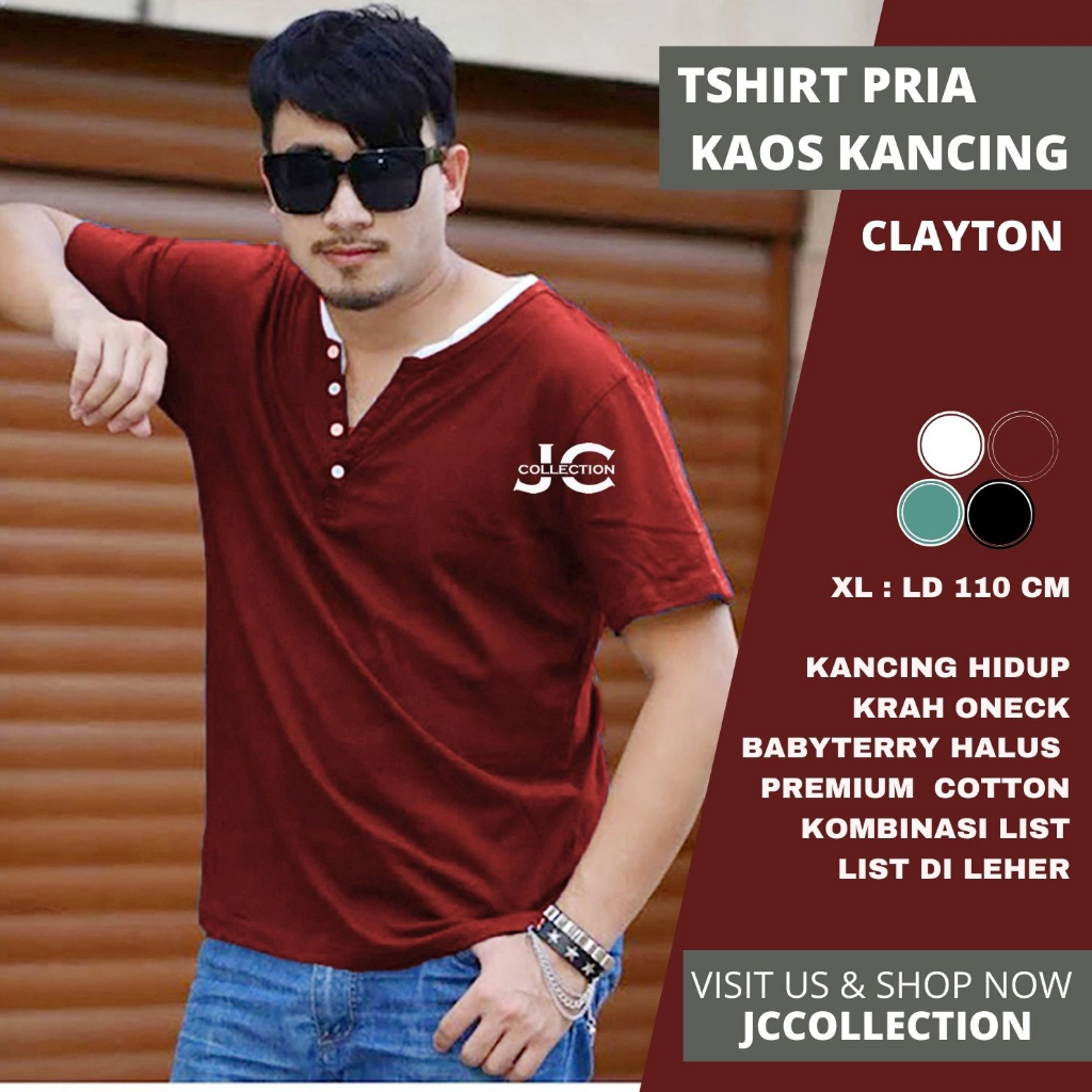 Tshirt Kaos Pria Oversize Fit to L/XL Leher Clayton  - JCCollections