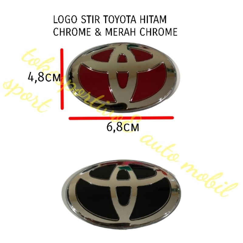 Logo Emblem stiker Lambang Stir Toyota merah krom original semua mobil Avanza Agya calya innova dll