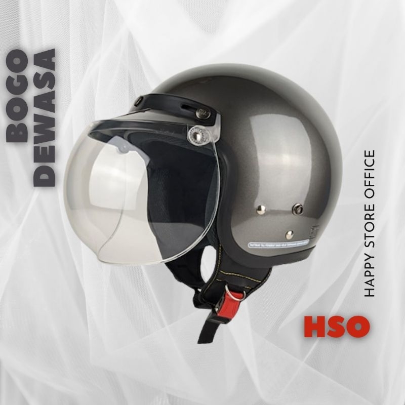 HELM BOGO DEWASA PRIA WANITA HALF FACE SNI BAGUS MURAH BERKUALITAS RETRO