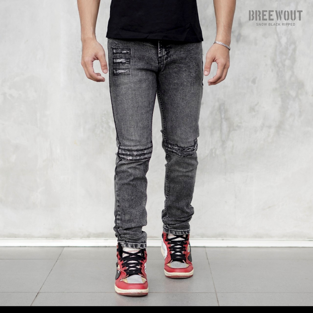 GEVAR Celana Jeans Sandwash Sobek Jeans Panjang Pria Premium