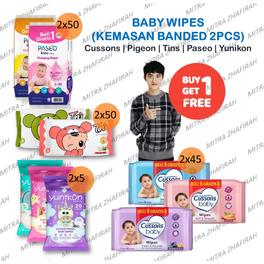 [bisa COD] MITU Baby Wipes kemasan Beli 1 Gratis 1 Buy 1 Get 1 - Tissue Tisu Basah Bayi kemasan Beli 1 Gratis 1 MITU PASEO YUNIKON MAMYLOVE