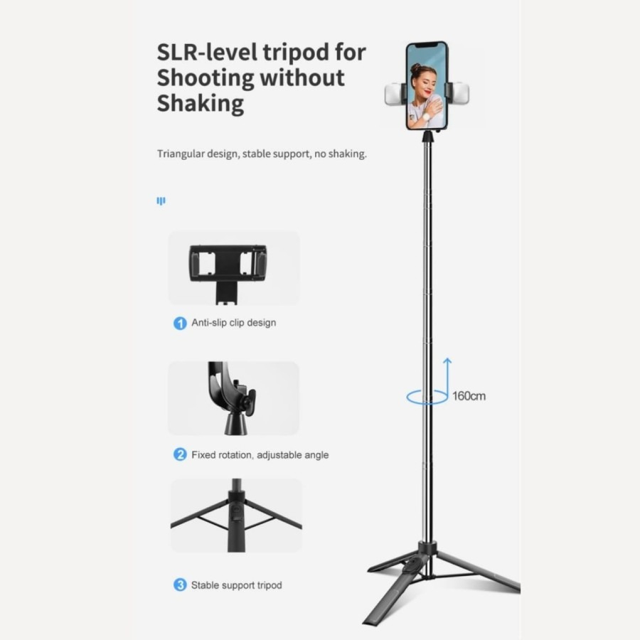 Ocean Blue OCN A35 Tripod Tongsis Hp LED Selfie Stick Remote Bluetooth Shutter Adjustable