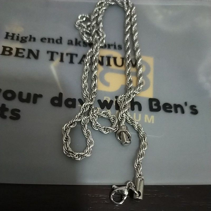 kalung titanium tambang 2mm 50cm