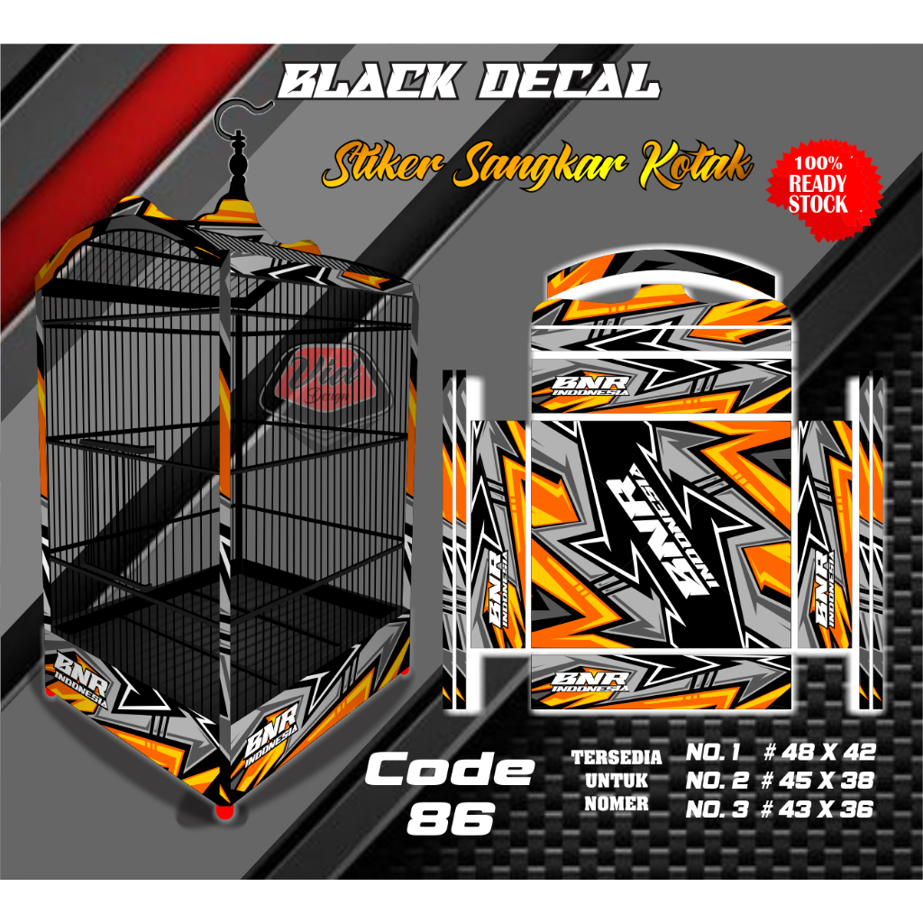 Stiker Sangkar Kotak Burung Kacer Cuca Ijo Kenari Motif BNR No 1 2 3