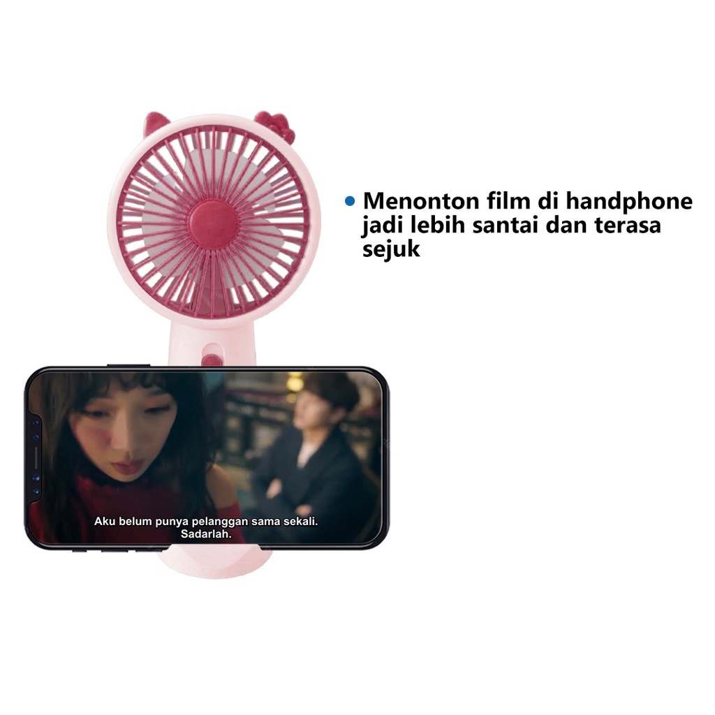 Kipas Angin Model tanduk Portable 2 in 1 Mini tancap Portable usb charger gambar lucu Cute karakter