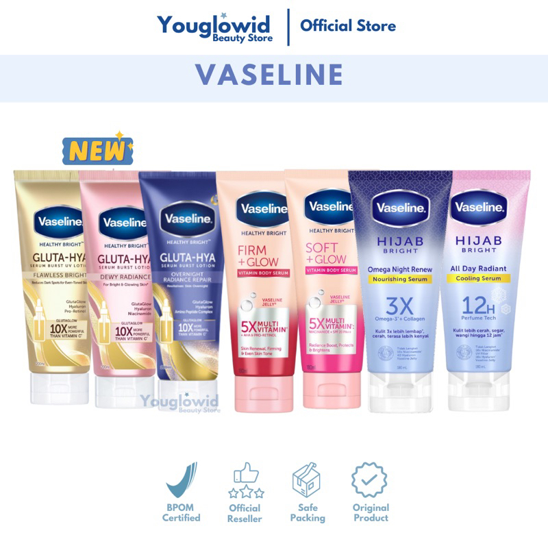 【Official Outlet】200ML VASELINE Body Serum Flawless Bright Dewy Radiance | Dewy Glowing Vitamin C| Serum Pencerah Pemutih Kulit Gelap Kusam Flek Hitam