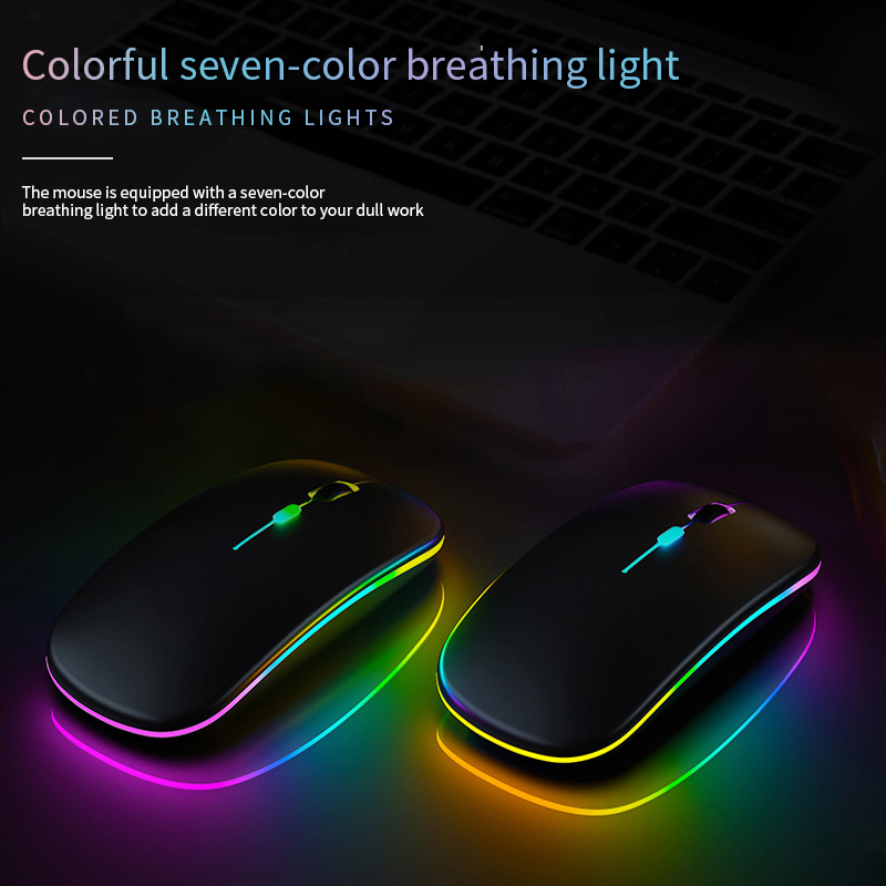 Actual 【COD】Mouse Wireless Rechargeable Silent Click Slim 2.4G Wireless Bluetooth 1600 DPI RGB LED Mouse Gaming Mouse Bluetooth Rechargeable Laptop