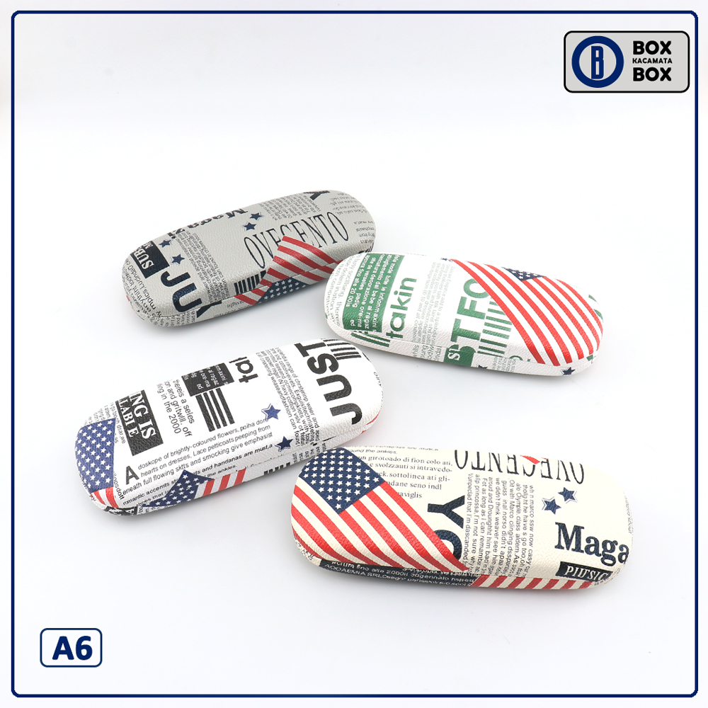 Mushto Box / Tempat Kacamata Cepuk Magnet Hardcase Motif Flag Keren A6