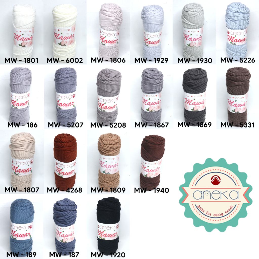 KATALOG - Benang Rajut Mawar / Soft Acrylic Yarn / 8 ply Milk Cotton Worsted / Katun Susu PART 1