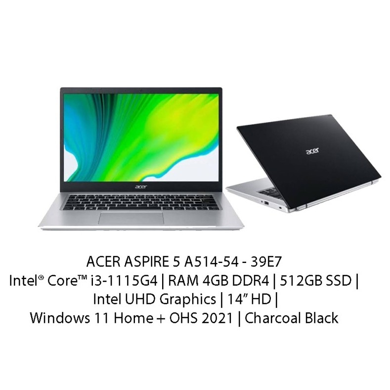 Laptop Acer A514-54-39E7 I3-1115G4 4512S14 FHDW11+0 BLK