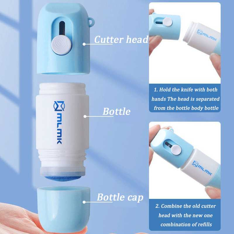 MLMK Stempel Penghapus Resi 2 in 1 Cutter Pembuka Paket 10ml - ML-10 - Blue