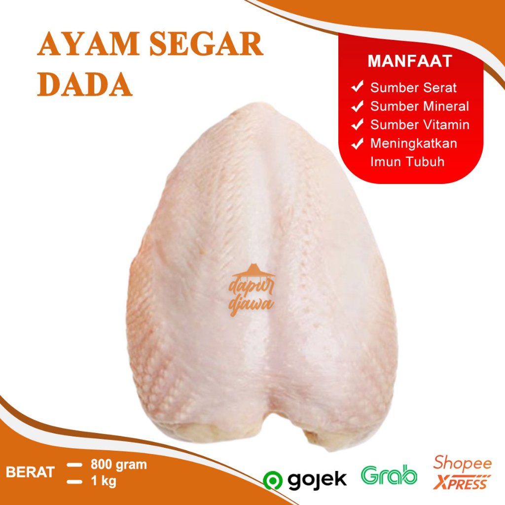 

AYAM DADA POTONG KARKAS BROILER BOILER SEGAR FROZEN POTONGAN UTUH PAHA PENTUNG ATAS BAWA BERAT 500 GRAM 800 GRAM 1 KG 1 EKOR