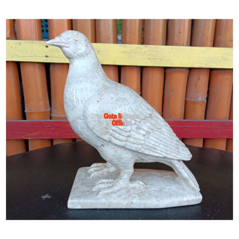 Patung Burung Merpati Batu Marmer Putih Glosy Rapi
