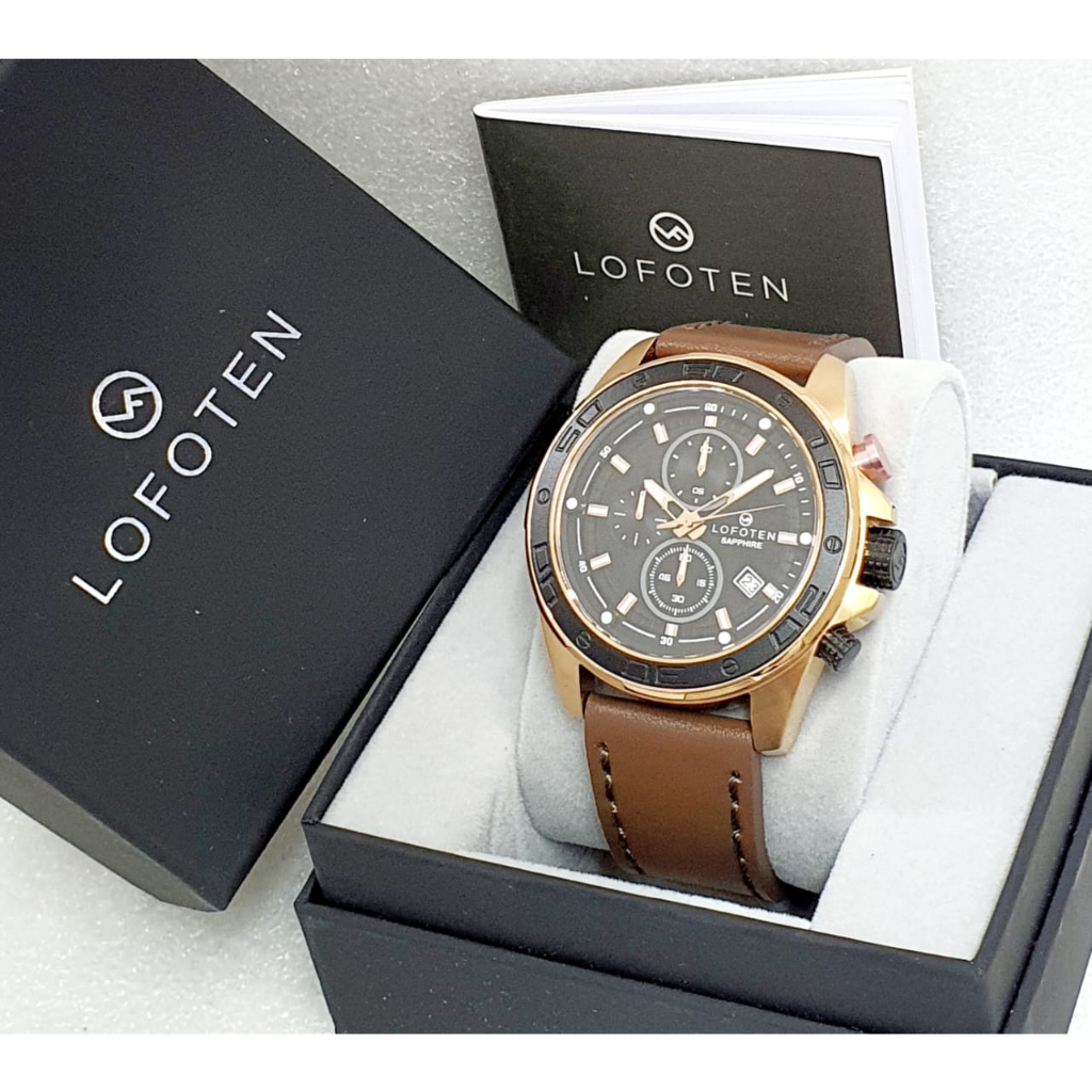 Jam Tangan Pria Lofoten F6511 6511 Strap Kulit Chrono Aktif Original