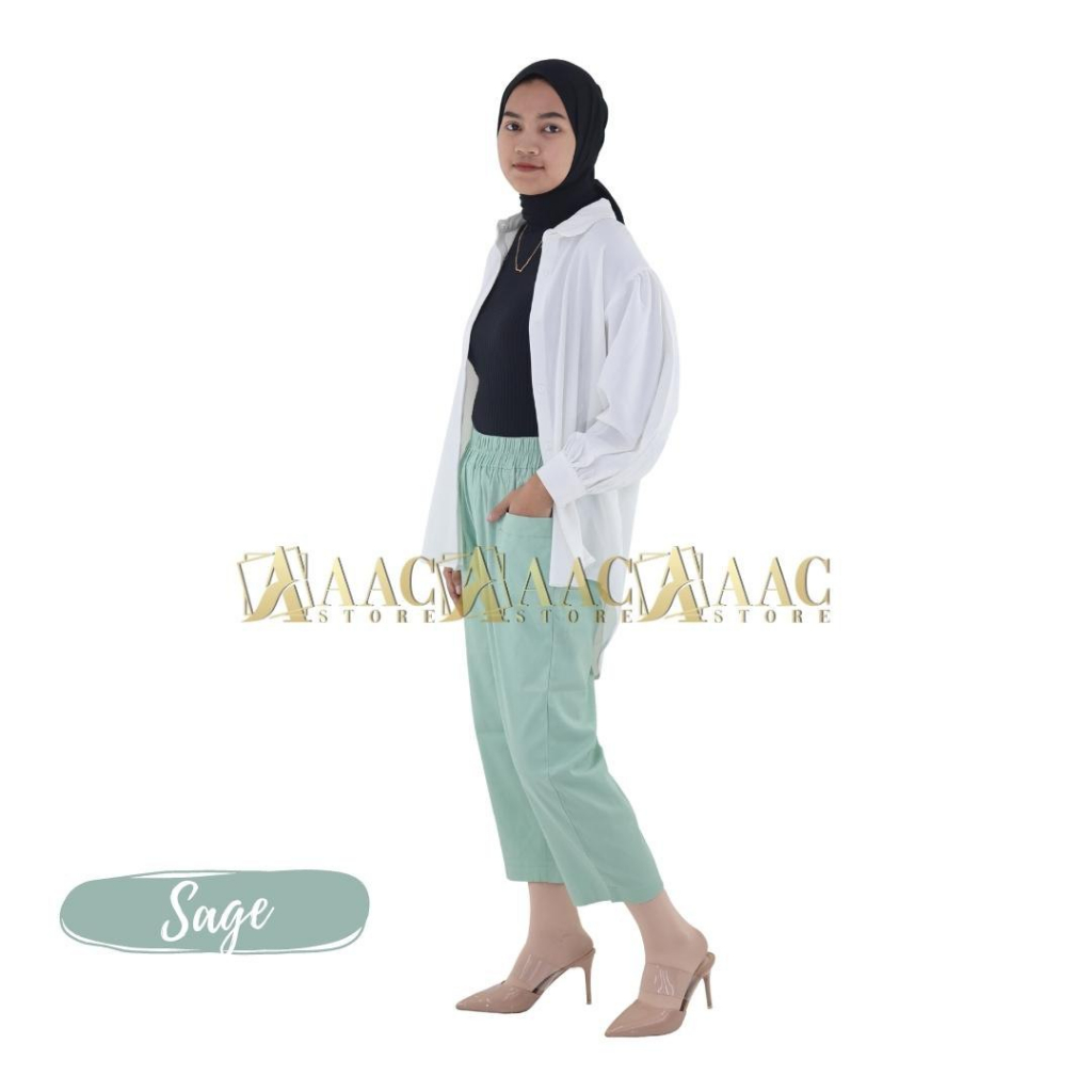 Celana Wanita 7/9 Korean Pants Bahan Cotton Combed / Celana Crop Tebal Adem Allsize Sampai Jumbo