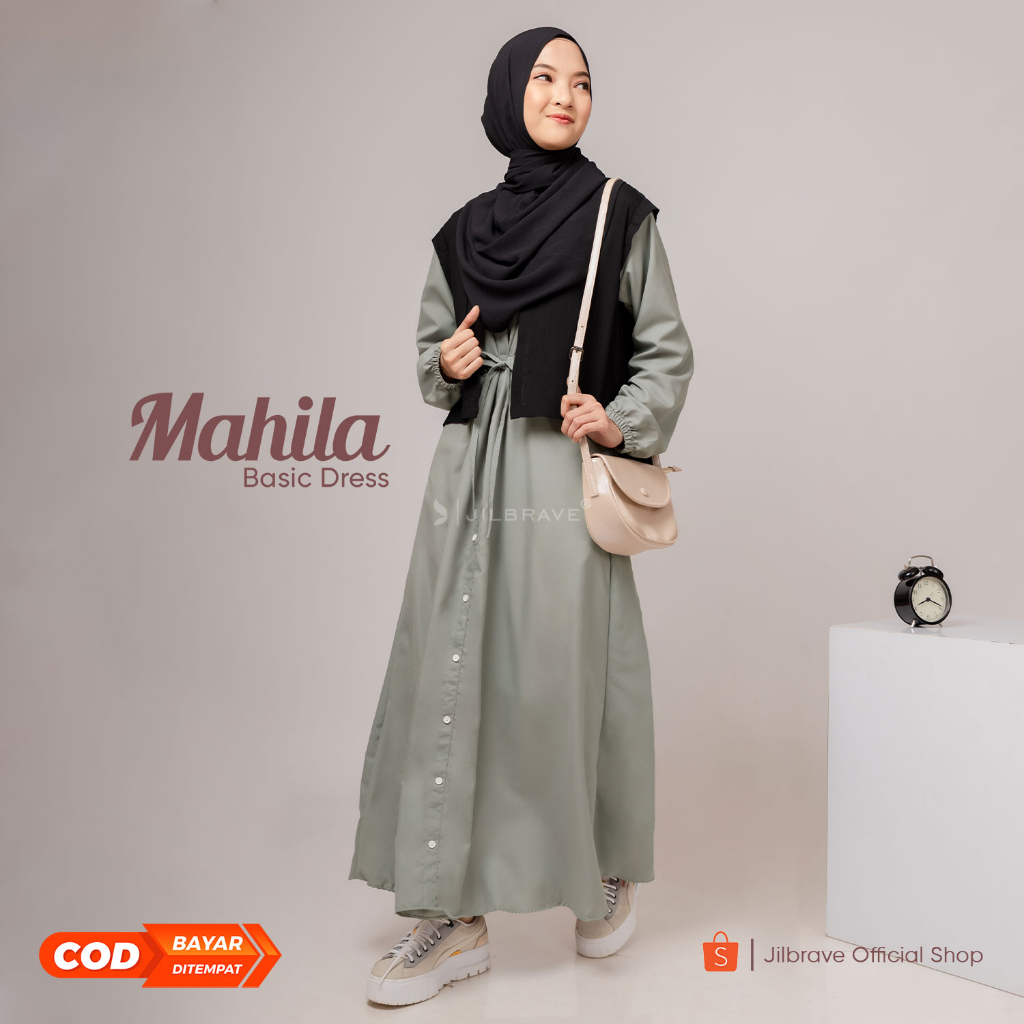 Jilbrave Mahila Basic Dress 2.0 | Gamis Basic Minimalist Remaja | Dress Minimalist | Long Basic Dres