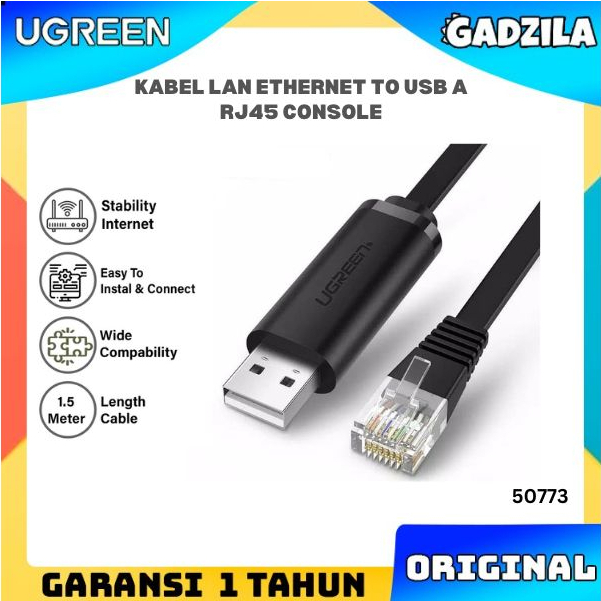 UGREEN Cable Usb 2.0 to Lan Ethernet Rj45 Kabel Console Kabel Sambung Modem Internet Network Adapter Untuk Macbook Pc Komputer 50773