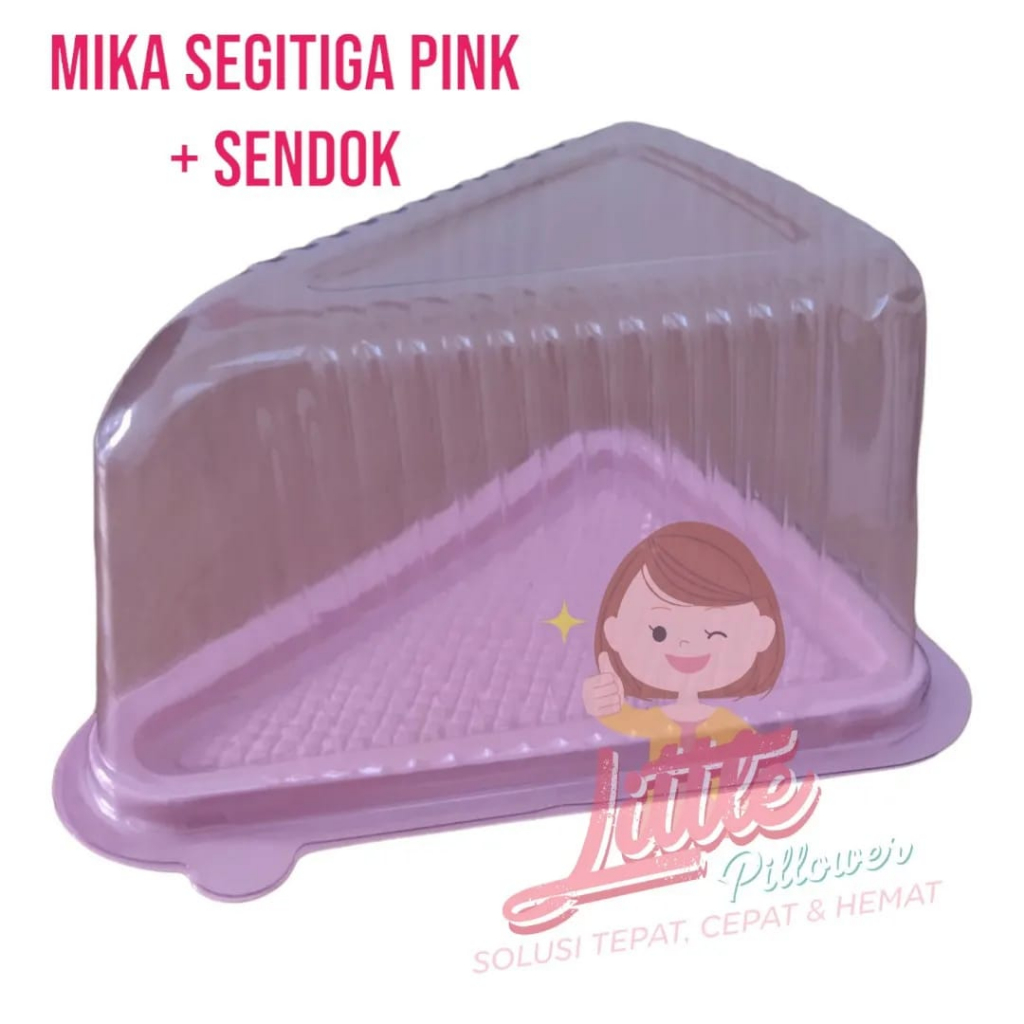 (Segitiga PINK+sendok) Mika Kue Segitiga pink + Sendok - Mika kue tart