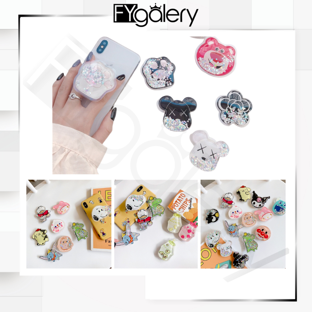 FYGALERY Pop Socket Glitter Karakter 3D Cute Phone Holder Aksesoris HP Popsocket Murah