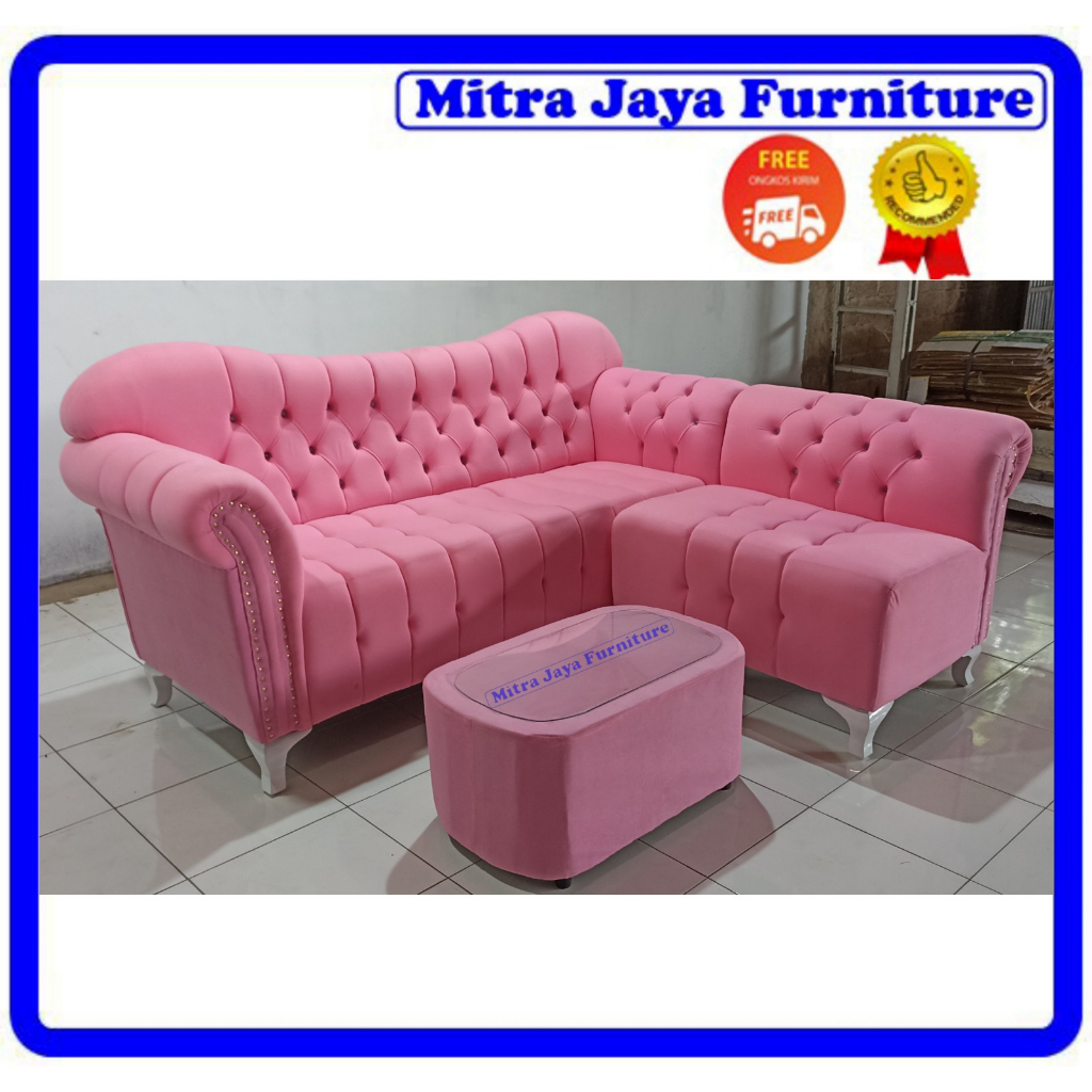 SOFA L BELUDRU PINK/ SOFA RUANG TAMU