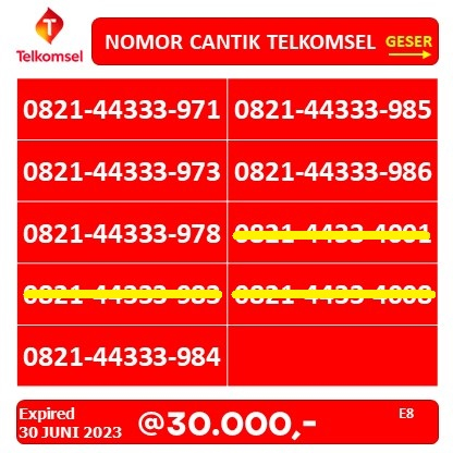 NOMOR CANTIK TELKOMSEL 4433