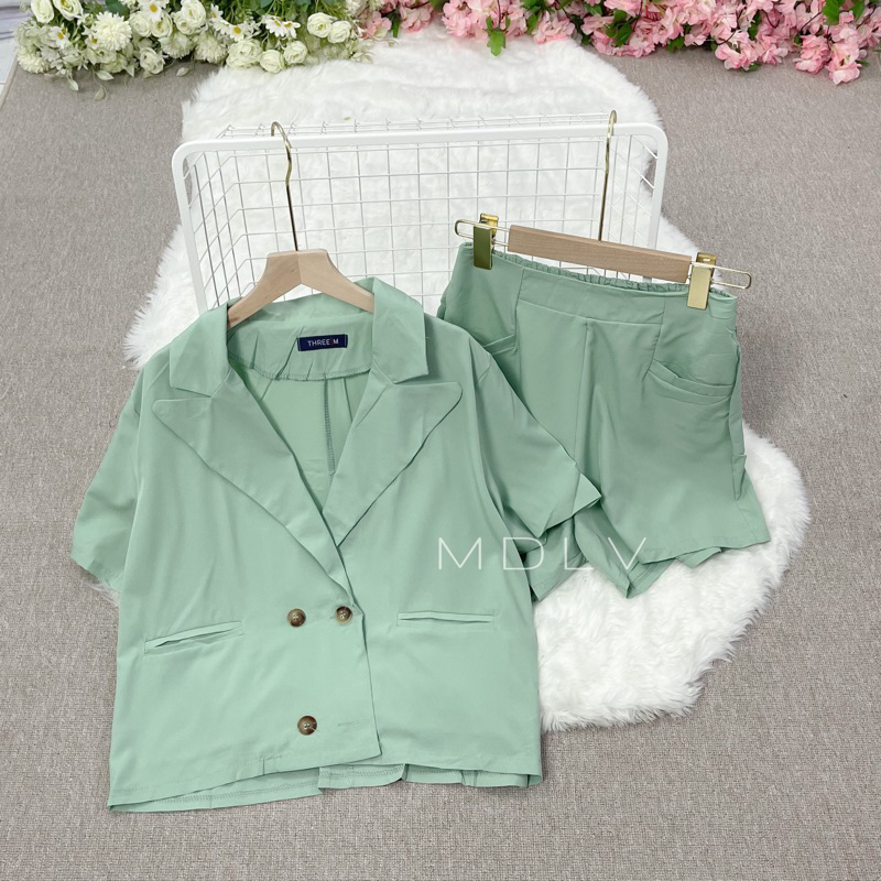 MDLV ~ 5815# Vivian Blazer &amp; Shorts 2pcs Set Setelan Hotpant + Blezer