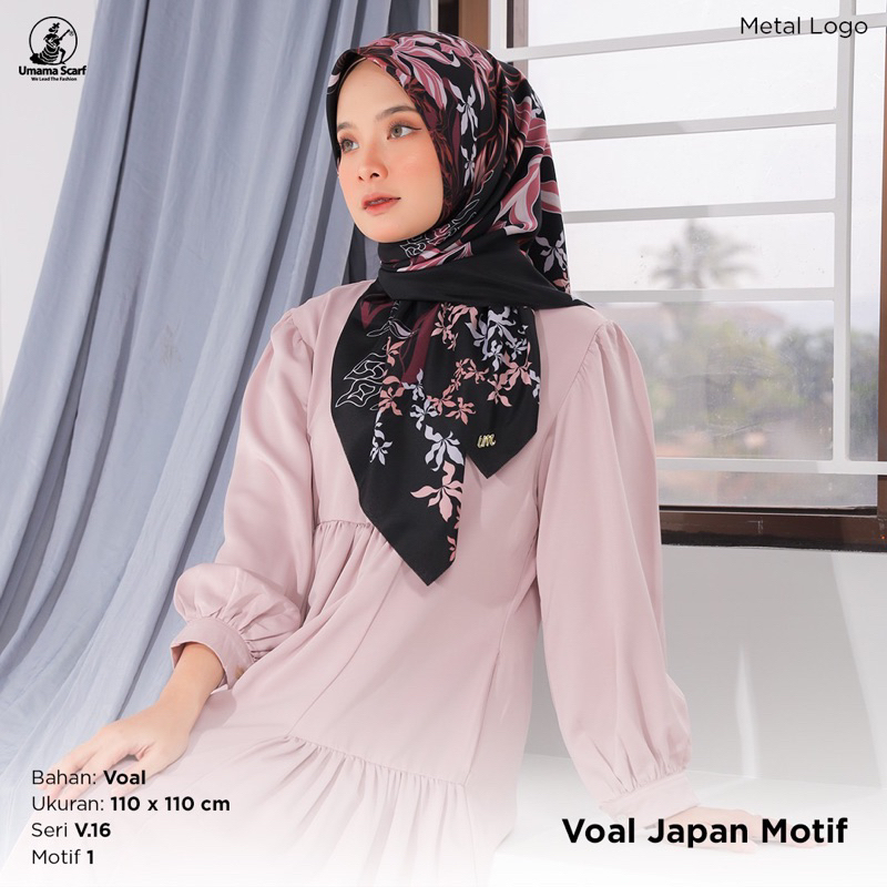 HIJAB SEGIEMPAT JAPAN VOAL MOTIF ICON METAL LOGO V.16