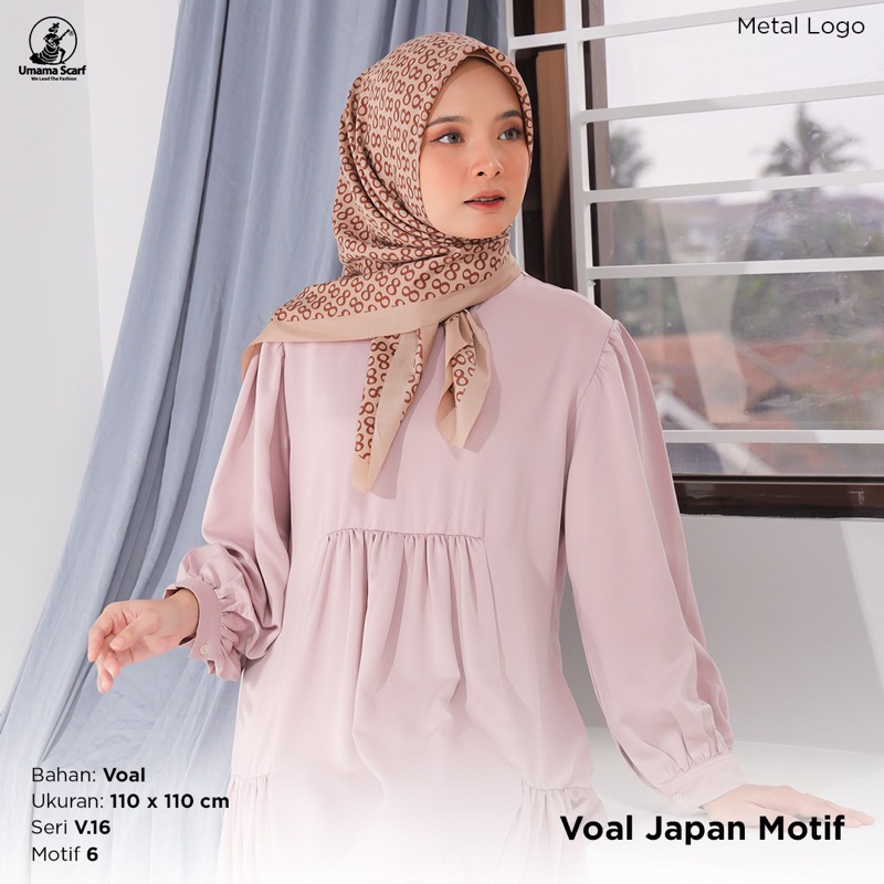 HIJAB SEGIEMPAT JAPAN VOAL MOTIF ICON METAL LOGO V.16